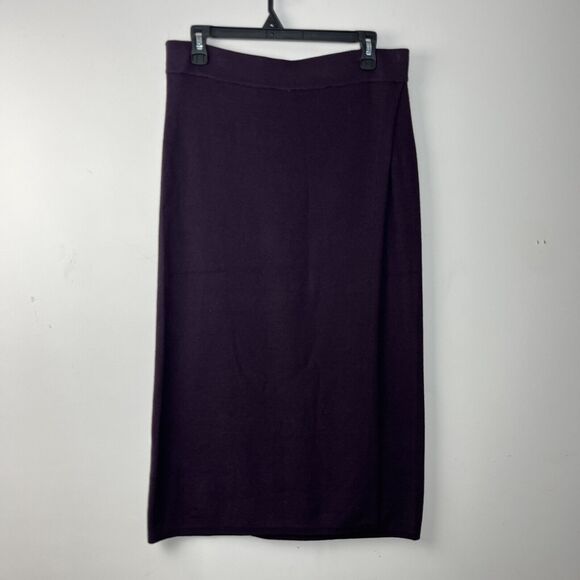 Banana Republic Sweater Wrap Skirt Womens Medium Purple Midi Pencil Knit Stretch - Picture 1 of 10